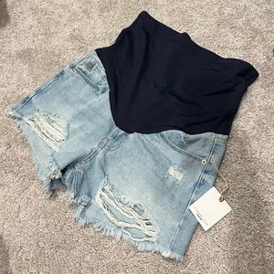 Pink Blush maternity shorts denim